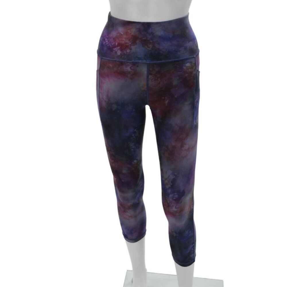 Athleta Women Capri Leggings Tie Dye Multicolor Galaxy 75% Polyester Size XS